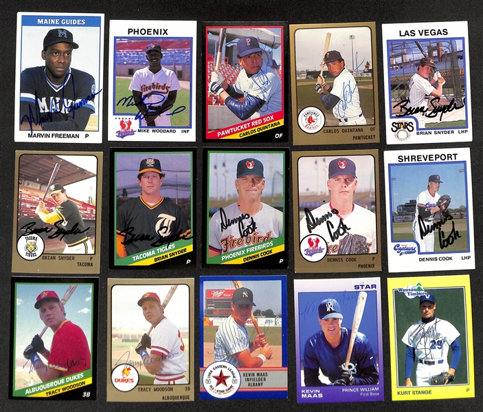 Lot of (350+) Mostly Minor League Baseball-Related Signed Cards w. Craig Biggio, Curt Schilling, Jeff Conine, Joe Girardi, Jerome Walton, Gary Varsho, + (JSA Auction Letter)