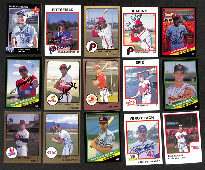 Lot of (350+) Mostly Minor League Baseball-Related Signed Cards w. Craig Biggio, Curt Schilling, Jeff Conine, Joe Girardi, Jerome Walton, Gary Varsho, + (JSA Auction Letter)