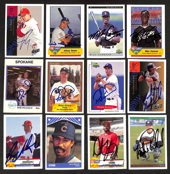 Lot of (400+) Mostly Minor League Baseball-Related Signed Cards w. Scott Rolen, Johnny Damon, Mike Cameron, Rob Picciolo, Roger Salkeld, Mark Grudzielanek, + (JSA Auction Letter)