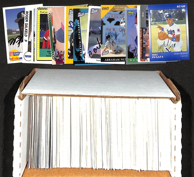 Lot of (400+) Mostly Minor League Baseball-Related Signed Cards w. Mike Piazza, Mike Lieberthal, Scott Eyre, Abraham Nunez, Antonio Alfonseca, Claude Osteen, + (JSA Auction Letter)