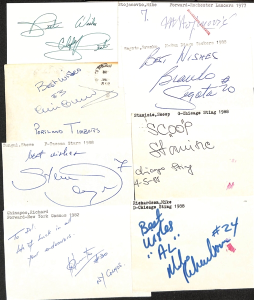 Lot of (400+) Signed Mostly Soccer Postcards w. Clyde Best, Clive Charles, Steve Zungul, Richard Chinapoo, +