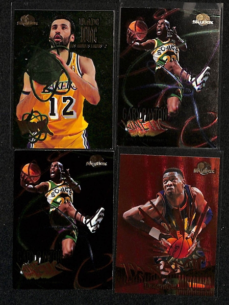 Lot of (250+) 1990s Basketball Mostly Insert Cards w. (5) 1995-96 Skybox Larger Than Life- Jason Kidd, (2) Glenn Robinson, Grant Hill, John Stockton 