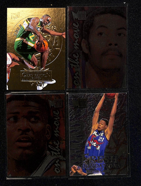 Lot of (250+) 1990s Basketball Mostly Insert Cards w. (5) 1995-96 Skybox Larger Than Life- Jason Kidd, (2) Glenn Robinson, Grant Hill, John Stockton 