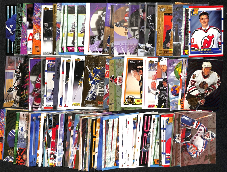 Lot of (150+) Hockey Cards Mostly Stars, Inserts, Rookies w. 1990-91 Score Martin Brodeur Rookie, 1994-95 Ultra Martin Brodeur All Rookie, 1989-90 Topps Joe Sakic Rookie, +