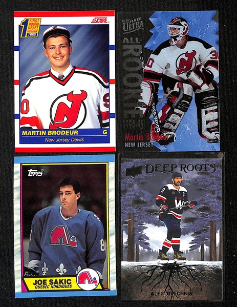 Lot of (150+) Hockey Cards Mostly Stars, Inserts, Rookies w. 1990-91 Score Martin Brodeur Rookie, 1994-95 Ultra Martin Brodeur All Rookie, 1989-90 Topps Joe Sakic Rookie, +