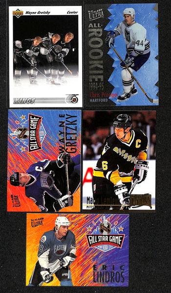 Lot of (150+) Hockey Cards Mostly Stars, Inserts, Rookies w. 1990-91 Score Martin Brodeur Rookie, 1994-95 Ultra Martin Brodeur All Rookie, 1989-90 Topps Joe Sakic Rookie, +
