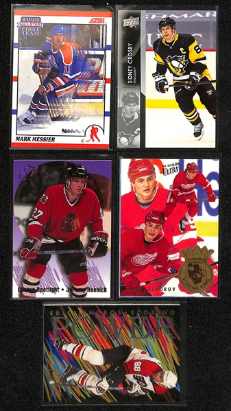 Lot of (150+) Hockey Cards Mostly Stars, Inserts, Rookies w. 1990-91 Score Martin Brodeur Rookie, 1994-95 Ultra Martin Brodeur All Rookie, 1989-90 Topps Joe Sakic Rookie, +