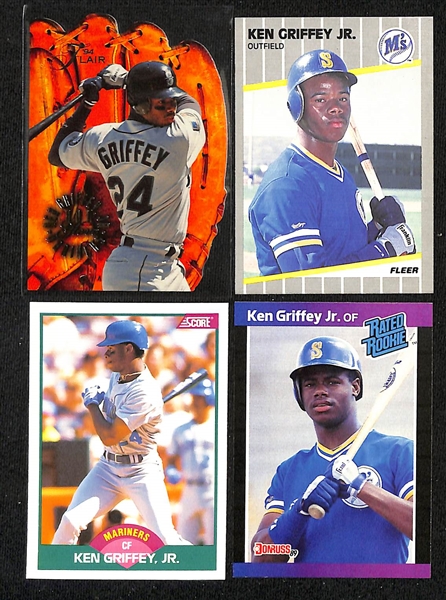 Lot of (150+) Mostly 1990s Baseball Star, Insert, & Rookie Cards w. 1994 Flair Ken Griffey Jr Hot Gloves, 1989 Fleer Ken Griffey Jr Rookie, 1989 Score Traded Ken Griffey Jr Rookie, +