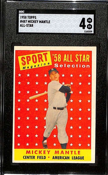 1958 Topps Mickey Mantle All Star #487 Graded SGC 4