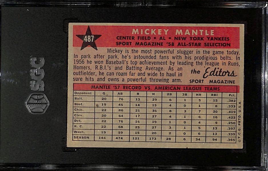 1958 Topps Mickey Mantle All Star #487 Graded SGC 4
