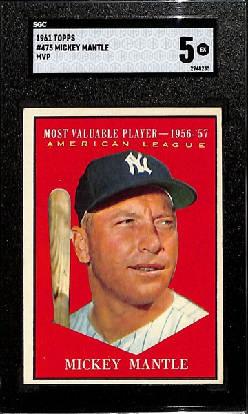 1961 Topps Mickey Mantle MVP #475 Graded SGC 5