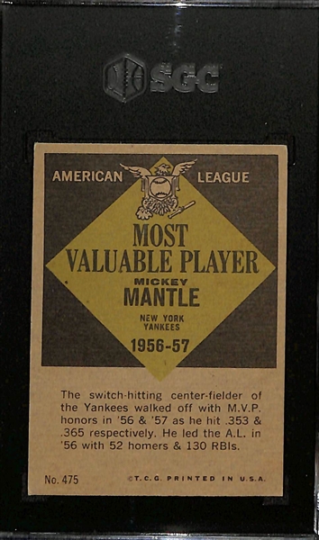 1961 Topps Mickey Mantle MVP #475 Graded SGC 5