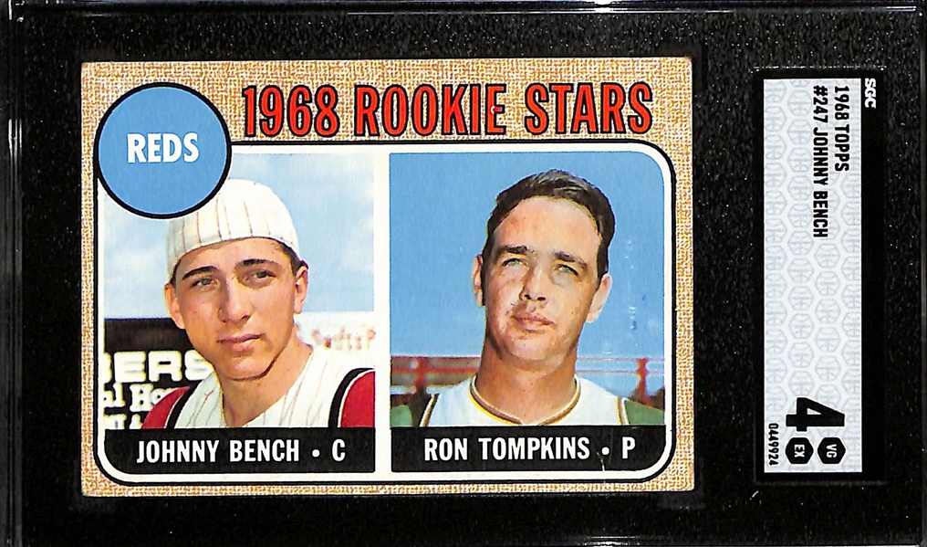 1968 Topps Johnny Bench Rookie Card #247 Graded SGC 4