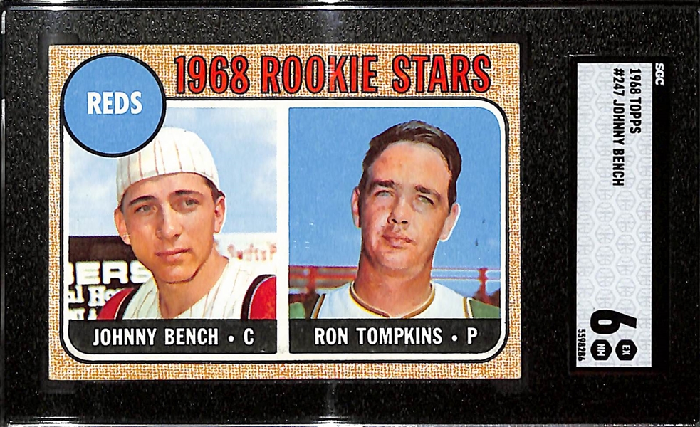 1968 Topps Johnny Bench Rookie Card #247 Graded SGC 6