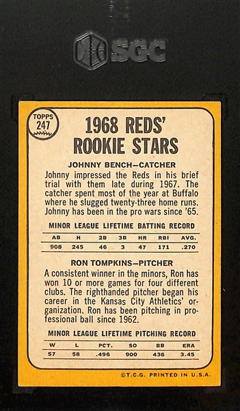 1968 Topps Johnny Bench Rookie Card #247 Graded SGC 6