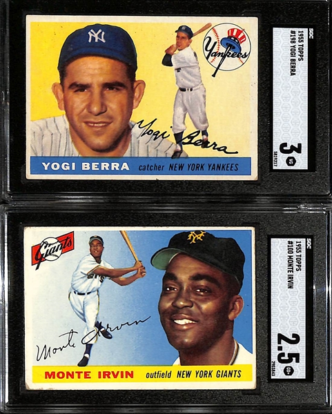 Lot of (2) SGC Graded 1955 Topps Cards - Yogi Berra #198 (SGC 3), Monte Irvin #100 (SGC 2.5)