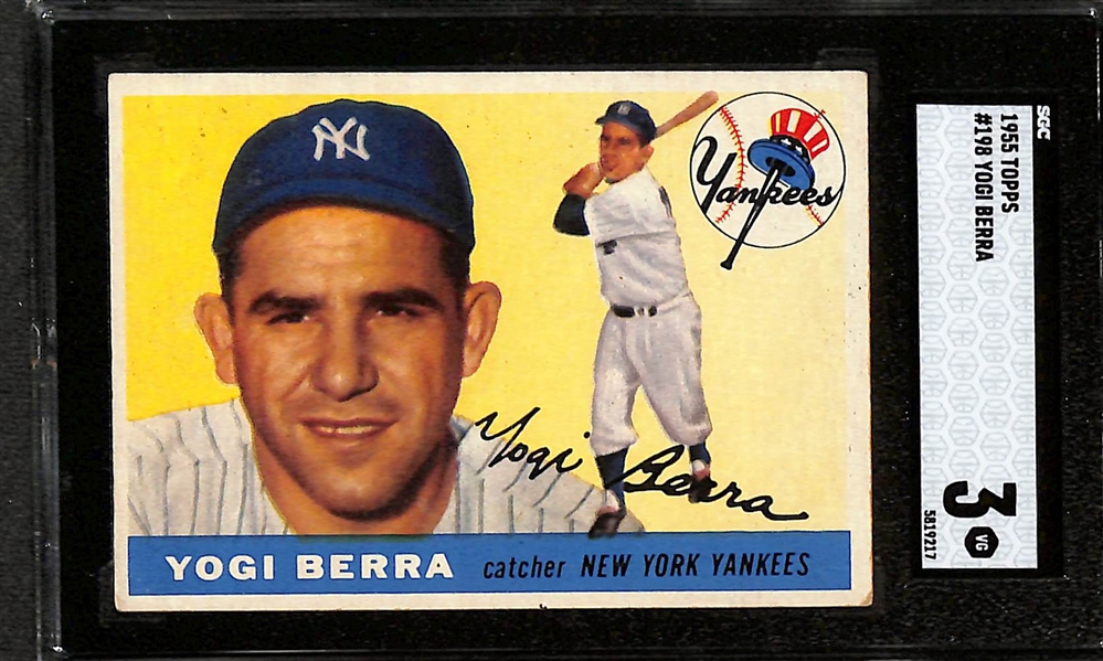 Lot of (2) SGC Graded 1955 Topps Cards - Yogi Berra #198 (SGC 3), Monte Irvin #100 (SGC 2.5)