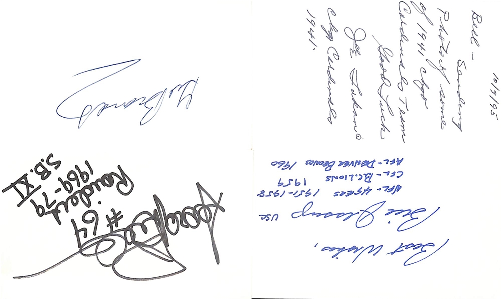 Lot of (150+) Signed Football Index Cards w. Don Maynard, Charlie Conerly, Charlie O'Rourke, George Wilson, + (JSA Auction Letter) 