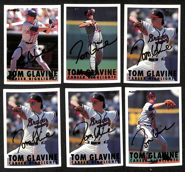 (18) Signed Baseball Cards w. Tony Gwynn, Nolan Ryan, (13) Tom Glavine, (2) Tim Salmon, Mike Jackson (JSA Auction Letter)