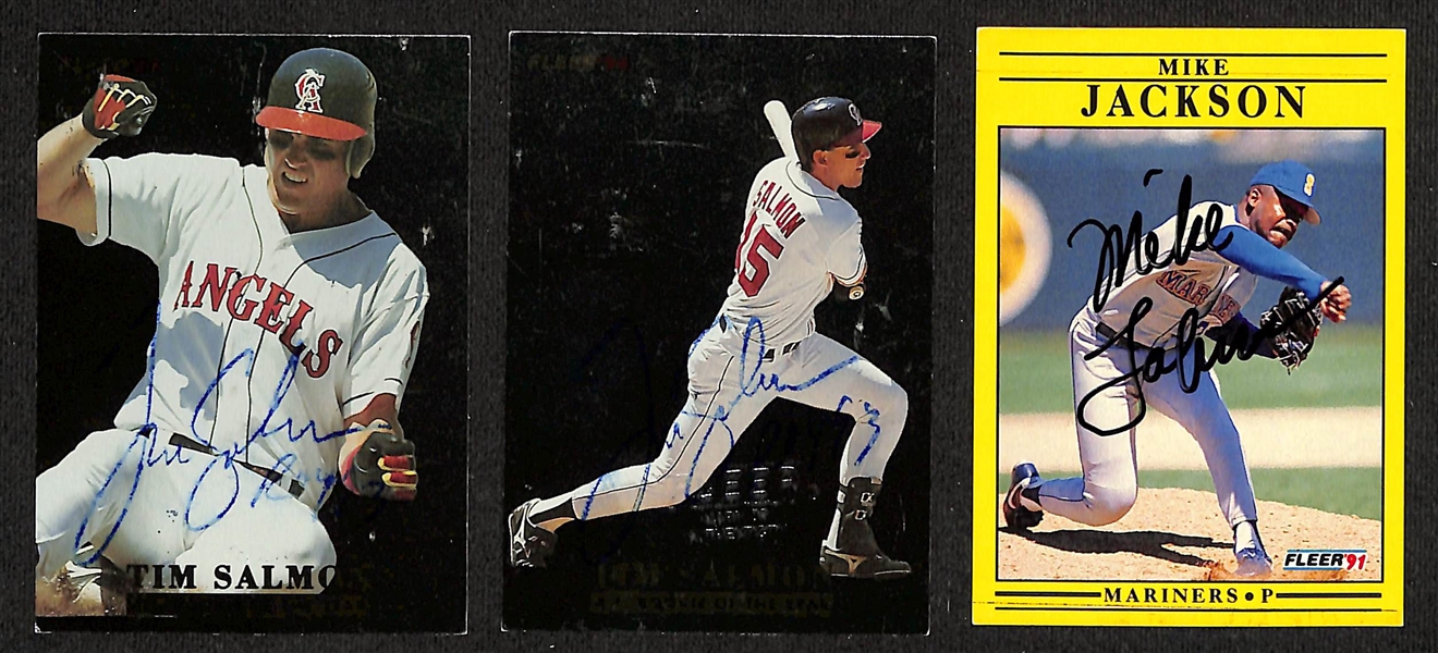 (18) Signed Baseball Cards w. Tony Gwynn, Nolan Ryan, (13) Tom Glavine, (2) Tim Salmon, Mike Jackson (JSA Auction Letter)