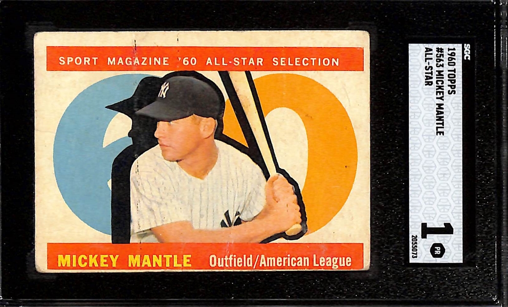 Lot of (2) SGC Graded Mickey Mantle Cards - 1960 Topps All Star (SGC 1), 1965 Topps Embossed (SGC 4.5) 