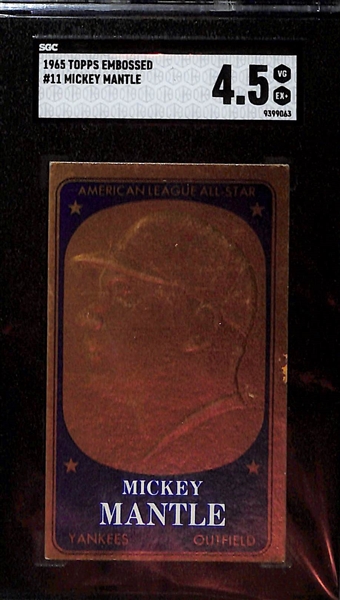 Lot of (2) SGC Graded Mickey Mantle Cards - 1960 Topps All Star (SGC 1), 1965 Topps Embossed (SGC 4.5) 