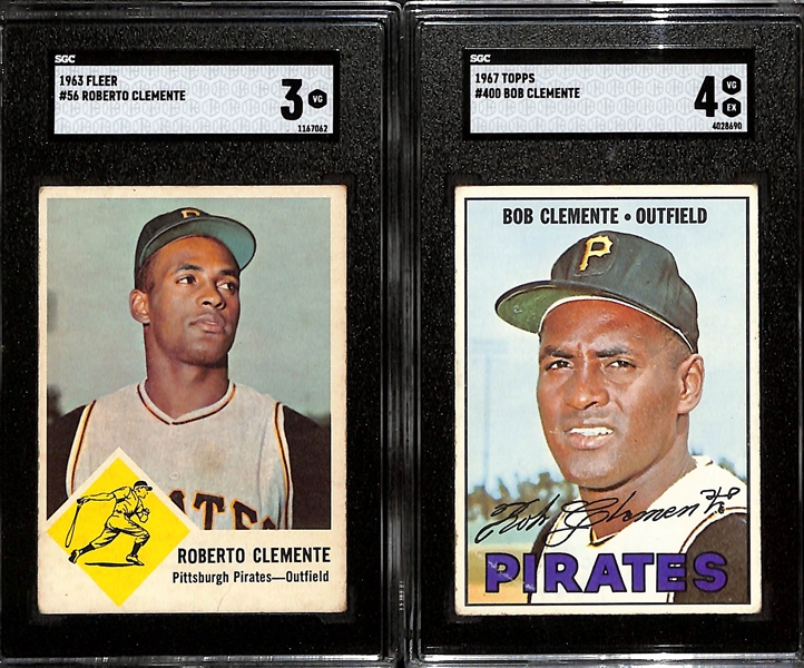Lot of (2) SGC Graded Roberto Clemente Cards - 1963 Fleer #56 (SGC 3), 1967 Topps #400 (SGC 4)