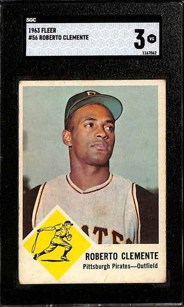 Lot of (2) SGC Graded Roberto Clemente Cards - 1963 Fleer #56 (SGC 3), 1967 Topps #400 (SGC 4)