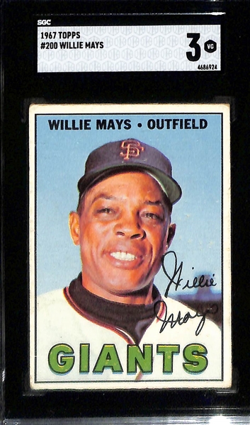Lot of (3) SGC Graded 1960s Topps Cards - 1966 Pete Rose #30 (SGC 3), 1966 Carl Yastrzemski #70 (SGC 4), 1967 Willie Mays #200 (SGC 3)