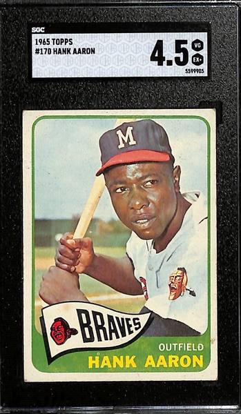 Lot of (2) SGC Graded 1965 Topps Cards - Hank Aaron #170 (SGC 4.5) & 1965 Topps Willie Mays #250 (SGC 4)