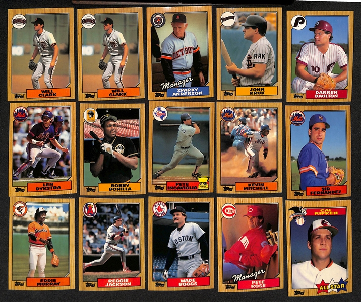 1987 Topps Tiffany Baseball Near Complete Set with Nolan Ryan, (2) Will Clark Rookies (778/792 cards).  Bo Jackson & Barry Bonds are 2 of the missing cards.