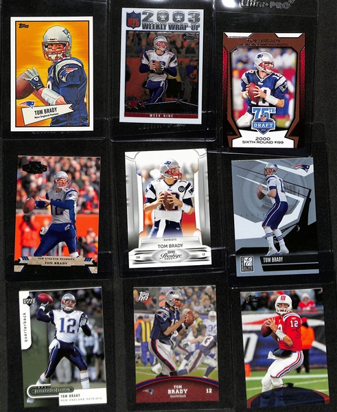Lot of (78) Tom Brady Cards with Inserts - Inc. 2010 Topps 52 Bowman, 2004 Topps Chrome, 2010 Topps 75th Draft, 2005 Honors, 2009 Prestige, 2006 Elite, +