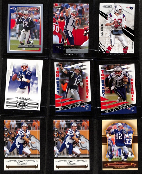 Lot of (78) Tom Brady Cards with Inserts - Inc. 2010 Topps 52 Bowman, 2004 Topps Chrome, 2010 Topps 75th Draft, 2005 Honors, 2009 Prestige, 2006 Elite, +