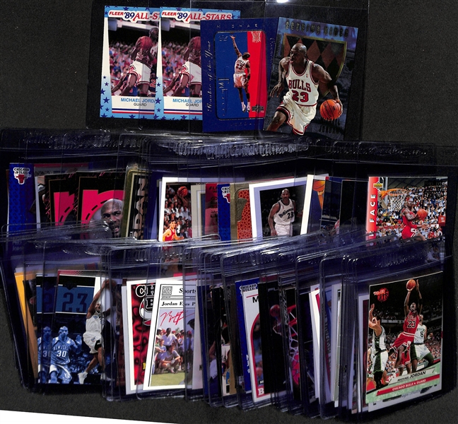 Lot of (70) Michael Jordan Cards with Inserts - Inc. 1995-96 Fleer Ultra Scoring Kings, 1998-99 Upper Deck Commemorative Collection, (2) 1989-90 Fleer All Stars, +