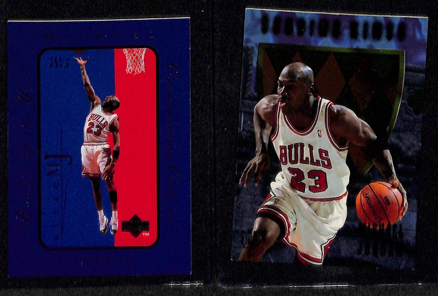 Lot of (70) Michael Jordan Cards with Inserts - Inc. 1995-96 Fleer Ultra Scoring Kings, 1998-99 Upper Deck Commemorative Collection, (2) 1989-90 Fleer All Stars, +