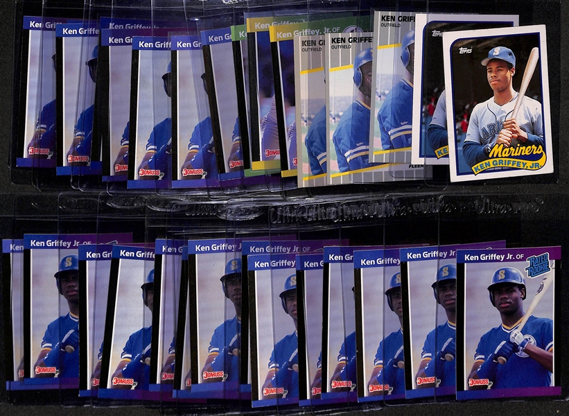 Lot of (31) Ken Griffey Jr Rookie Cards - (2) Topps Traded, (3) Fleer, (2) Donruss Baseball's Best, Donruss The Rookies, (23) Donruss