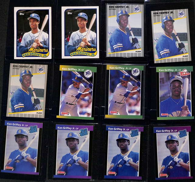 Lot of (31) Ken Griffey Jr Rookie Cards - (2) Topps Traded, (3) Fleer, (2) Donruss Baseball's Best, Donruss The Rookies, (23) Donruss