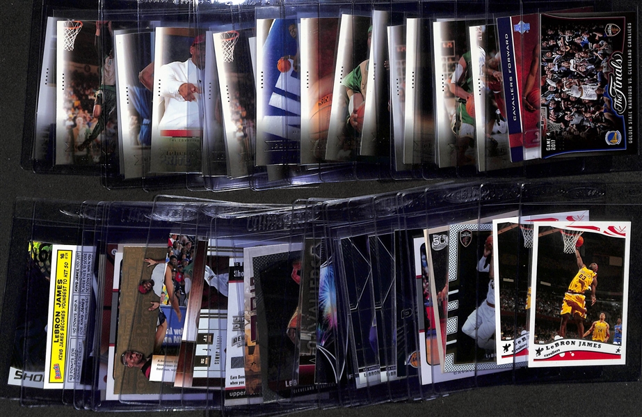 Lot of (47) LeBron James Cards (Inc. Rookies, Inserts, & Early Career) w. (19) 2003-04 Upper Deck Box Set Rookies, 2003-04 Upper Deck Superstars Rookie, +