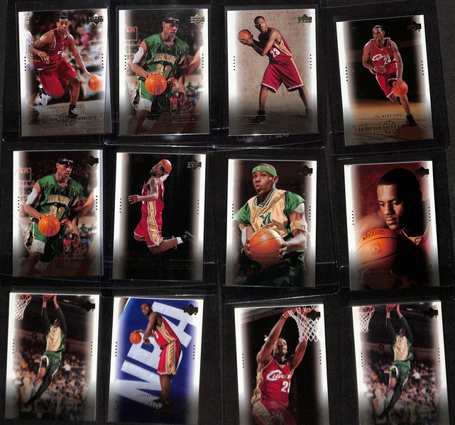 Lot of (47) LeBron James Cards (Inc. Rookies, Inserts, & Early Career) w. (19) 2003-04 Upper Deck Box Set Rookies, 2003-04 Upper Deck Superstars Rookie, +