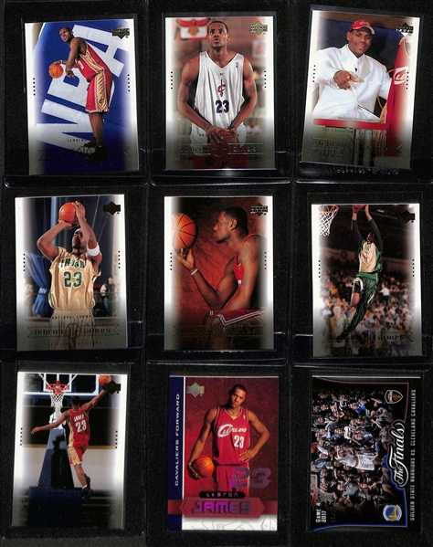 Lot of (47) LeBron James Cards (Inc. Rookies, Inserts, & Early Career) w. (19) 2003-04 Upper Deck Box Set Rookies, 2003-04 Upper Deck Superstars Rookie, +