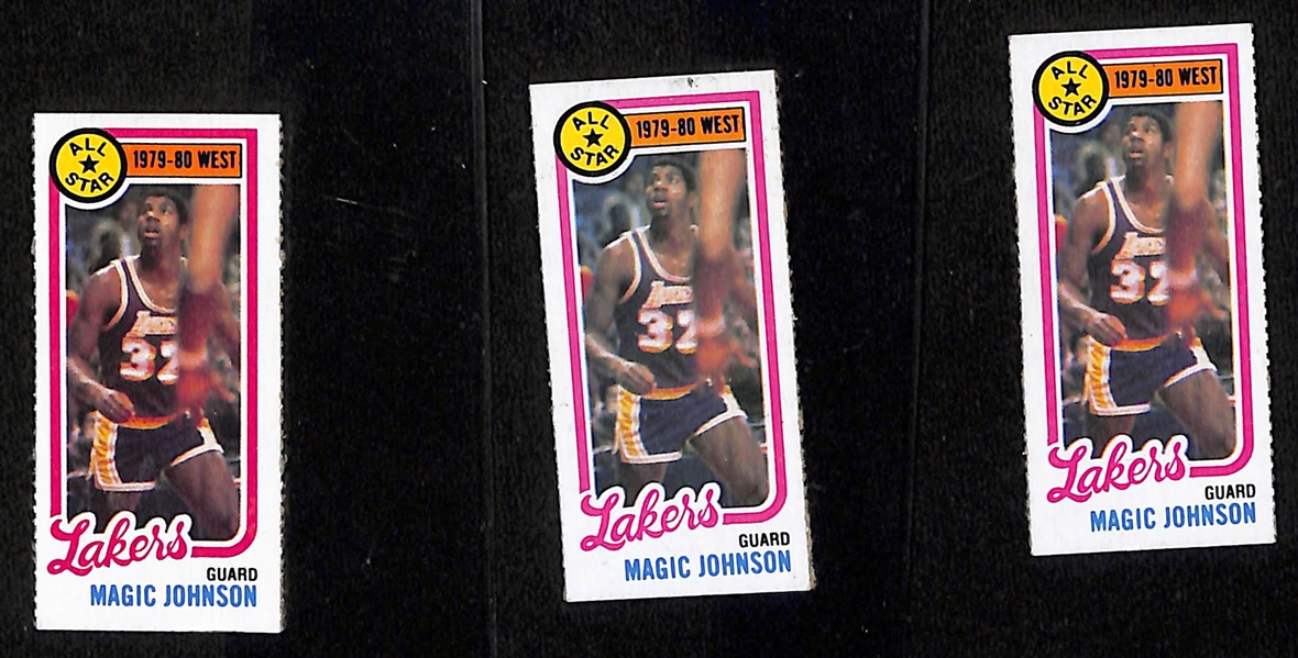 Lot of (34) Magic Johnson & Larry Bird Cards inc. (4) 1980-81 Topps Magic Johnson All Star Rookie Minis, (3) 1980-81 Topps Magic Johnson Rookie Minis, (3) 1981-82 Topps Magic Johnson, +