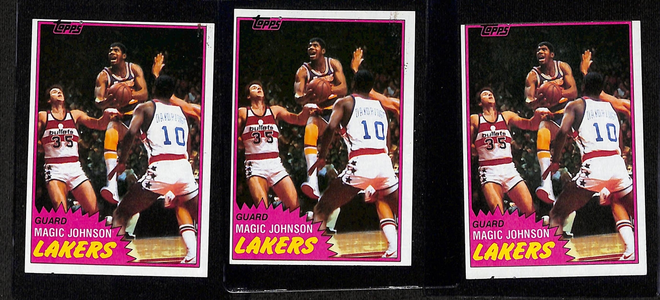 Lot of (34) Magic Johnson & Larry Bird Cards inc. (4) 1980-81 Topps Magic Johnson All Star Rookie Minis, (3) 1980-81 Topps Magic Johnson Rookie Minis, (3) 1981-82 Topps Magic Johnson, +