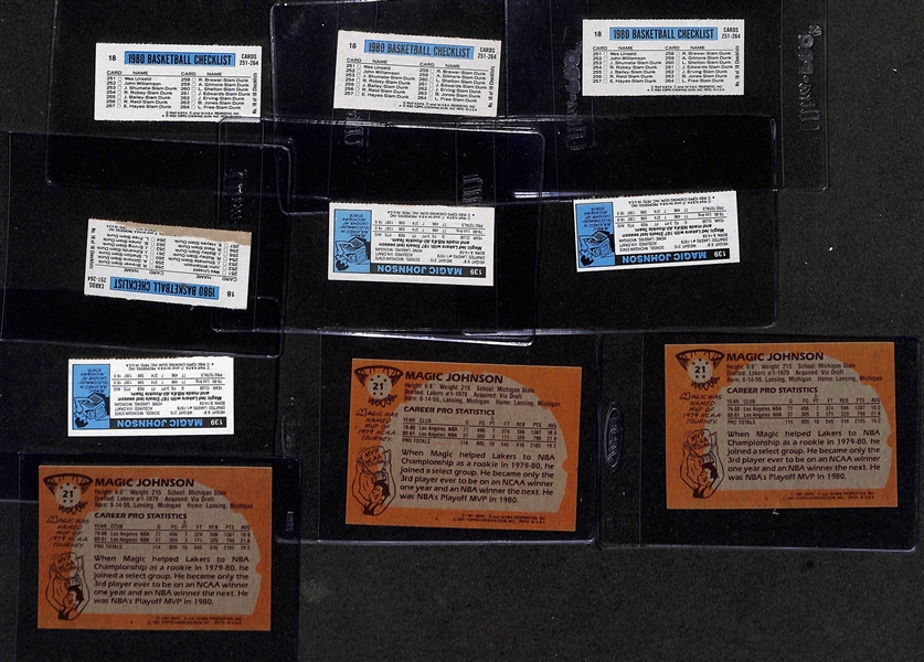 Lot of (34) Magic Johnson & Larry Bird Cards inc. (4) 1980-81 Topps Magic Johnson All Star Rookie Minis, (3) 1980-81 Topps Magic Johnson Rookie Minis, (3) 1981-82 Topps Magic Johnson, +
