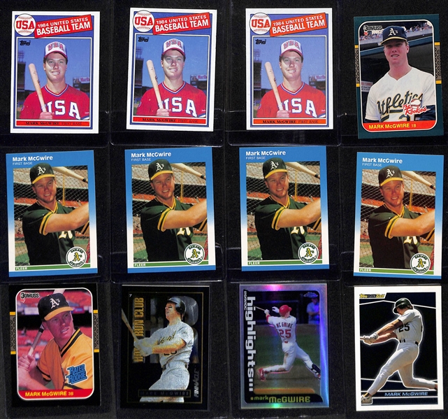 Lot of (65) Mark McGwire & Sammy Sosa Rookie and Insert Cards w. (3) 1985 Topps Mark McGwire Rookies, 1987 Donruss Mark McGwire The Rookies, (4) 1987 Fleer Update Mark McGwire Rookies, +
