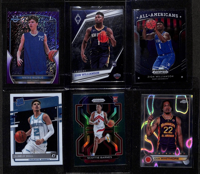 Lot of (26) Modern Basketball Rookie Cards w. 2022-23 Topps BCU Caitlin Clark, (2) 2020-21 Donruss Anthony Edwards, 2003-04 Upper Deck LeBron James, +