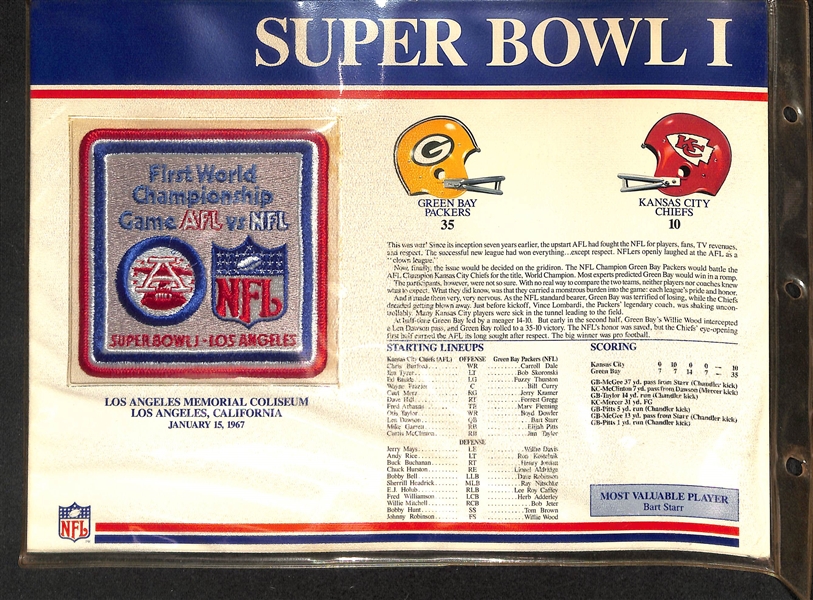 The Official NFL Super Bowl Patch Collection Complete Patch Run (Super Bowl 1- Super Bowl 31)