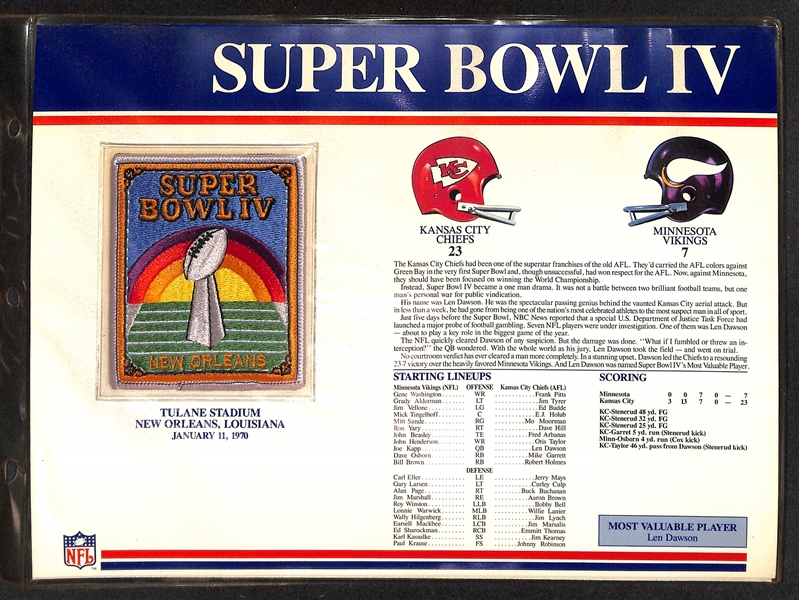 The Official NFL Super Bowl Patch Collection Complete Patch Run (Super Bowl 1- Super Bowl 31)