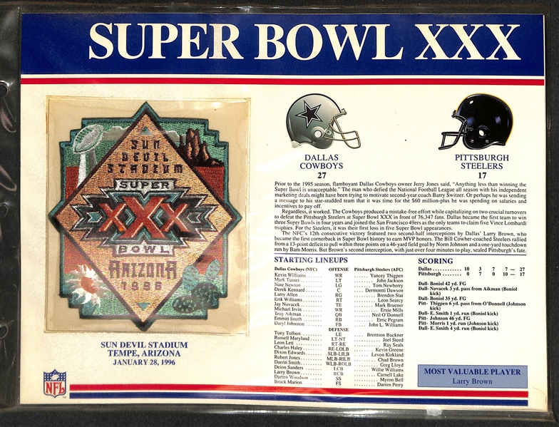 The Official NFL Super Bowl Patch Collection Complete Patch Run (Super Bowl 1- Super Bowl 31)