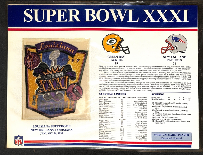 The Official NFL Super Bowl Patch Collection Complete Patch Run (Super Bowl 1- Super Bowl 31)
