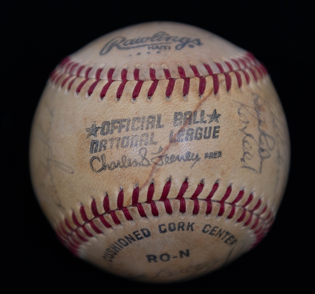 Multi Signed Late 1970s Phillies Team Baseball with Nino Espinosa, Pete Rose, Mike Schmidt, Dallas Green, Steve Carlton, + (JSA Auction Letter)